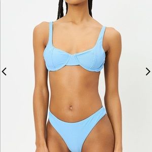 Frankies Anna Underwire Ribbed Bikini Top Chambray light blue large bikini top